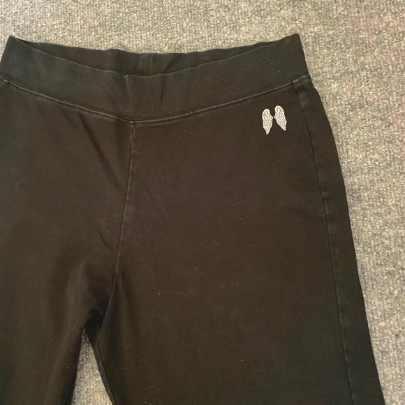 Victoria's Secret Pants - Victoria's Secret Black Lounge Pants Flare Leggings Bootcut Flocked Wings Large